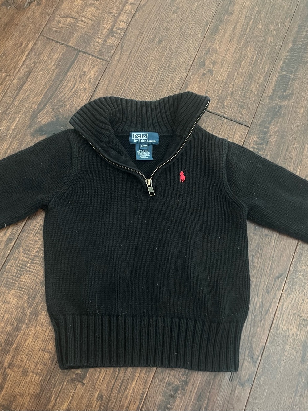 Polo by Ralph Lauren Black Half-Zip Sweater with Red Pony